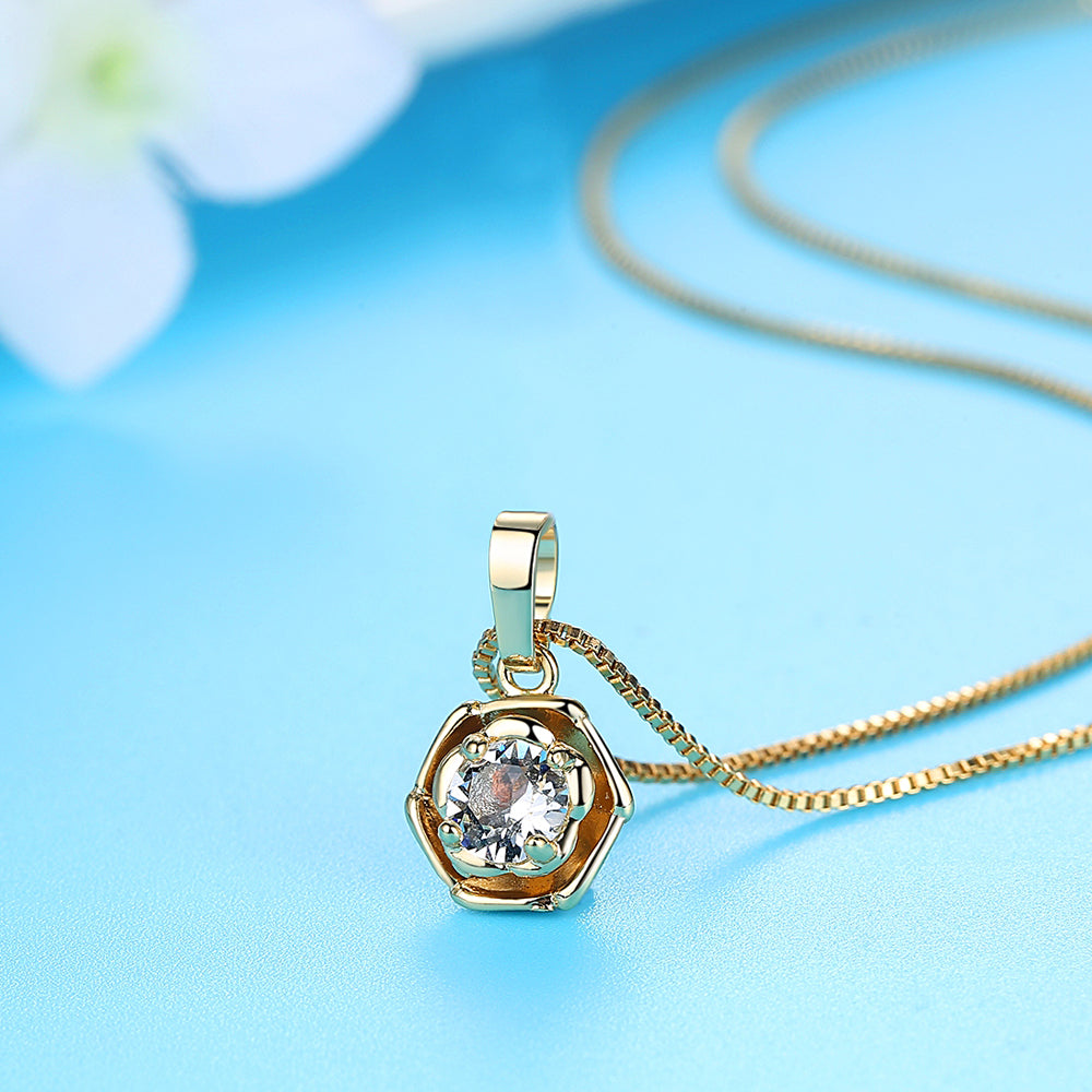 Flower Crystal Pendant – Gold or Rosegold