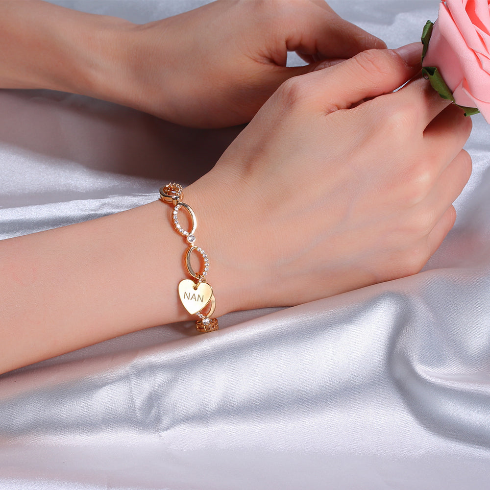 To Nan Bracelet Heart Tag with Premium Crystal