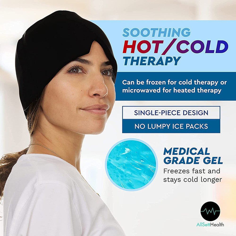 Reusable Gel Ice & Heat Therapy Headache Relief Cap – Hot/Cold Migraine, Stress & Sinus Pain Mask