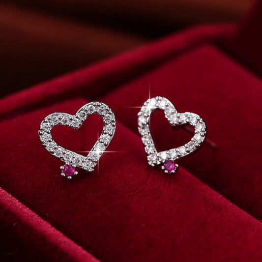 Crystal Love Heart Studs Earrings