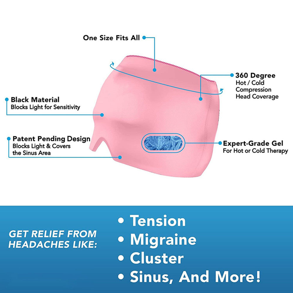 Reusable Double-Sided Gel Hot & Cold Therapy Headache Stress Relax Pain Relief Mask Cap