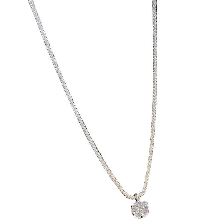 Sterling Silver Classic Moissanite Solitaire 6mm Pendant Necklace
