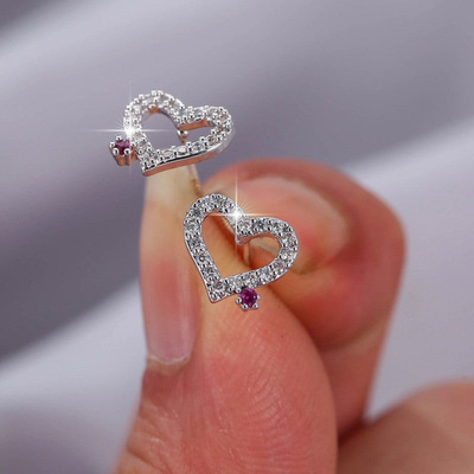Crystal Love Heart Studs Earrings