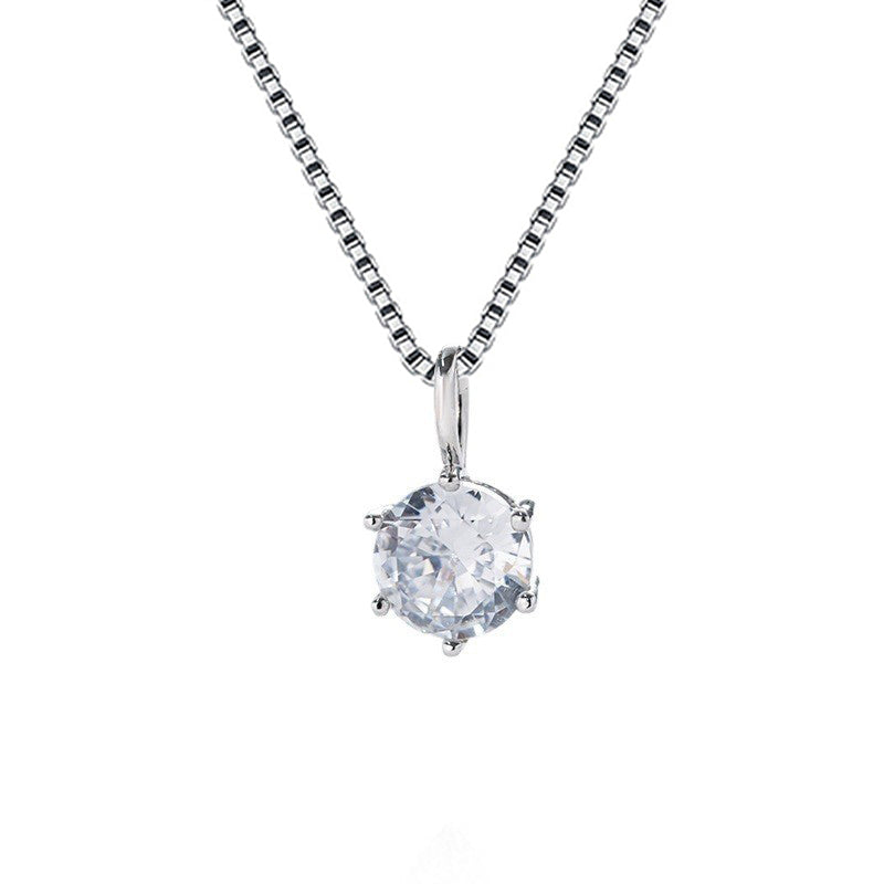 Sterling Silver Classic Moissanite Solitaire 6mm Pendant Necklace