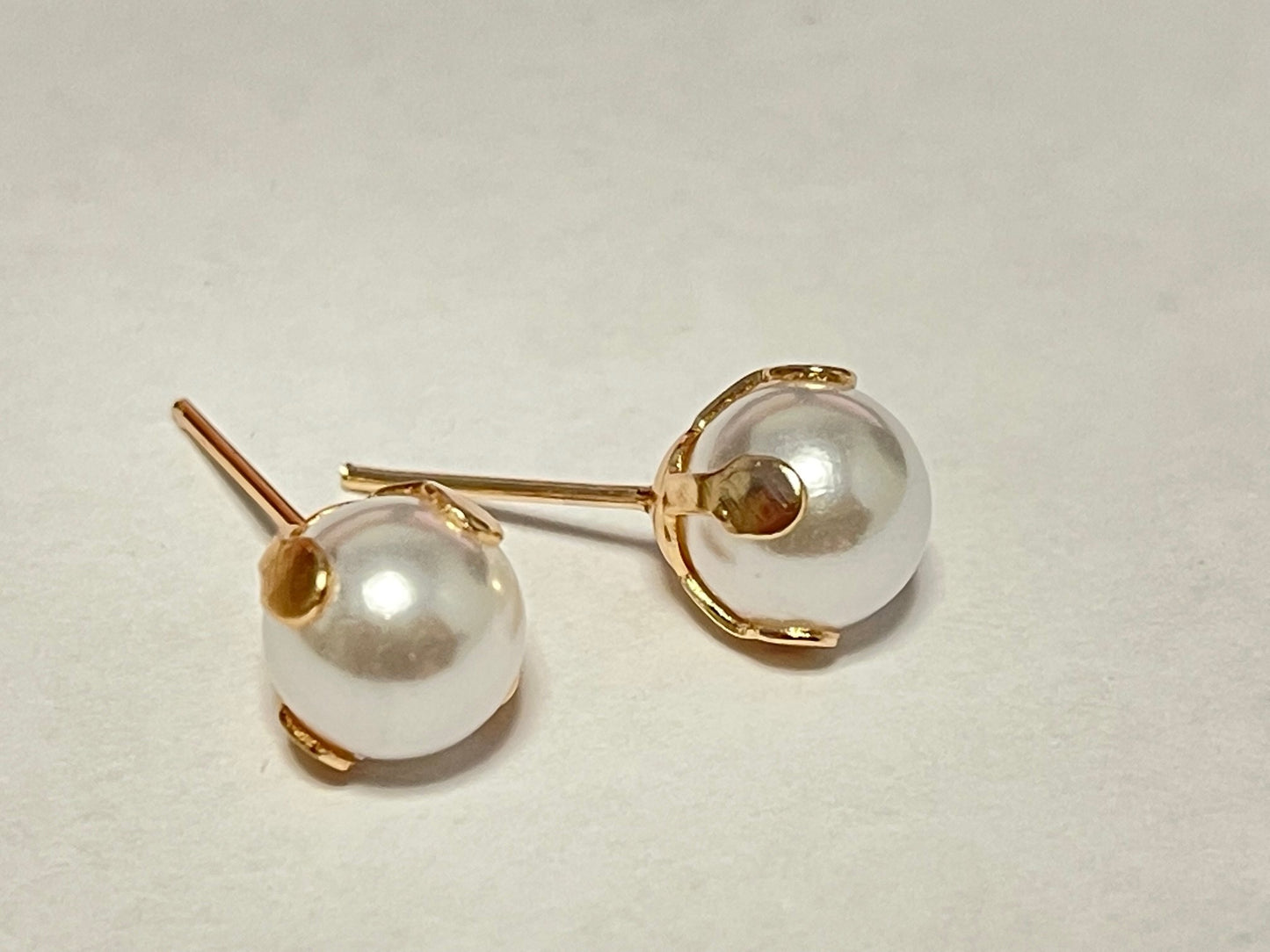 Elegant Faux Pearl Stud Earrings Rosegold