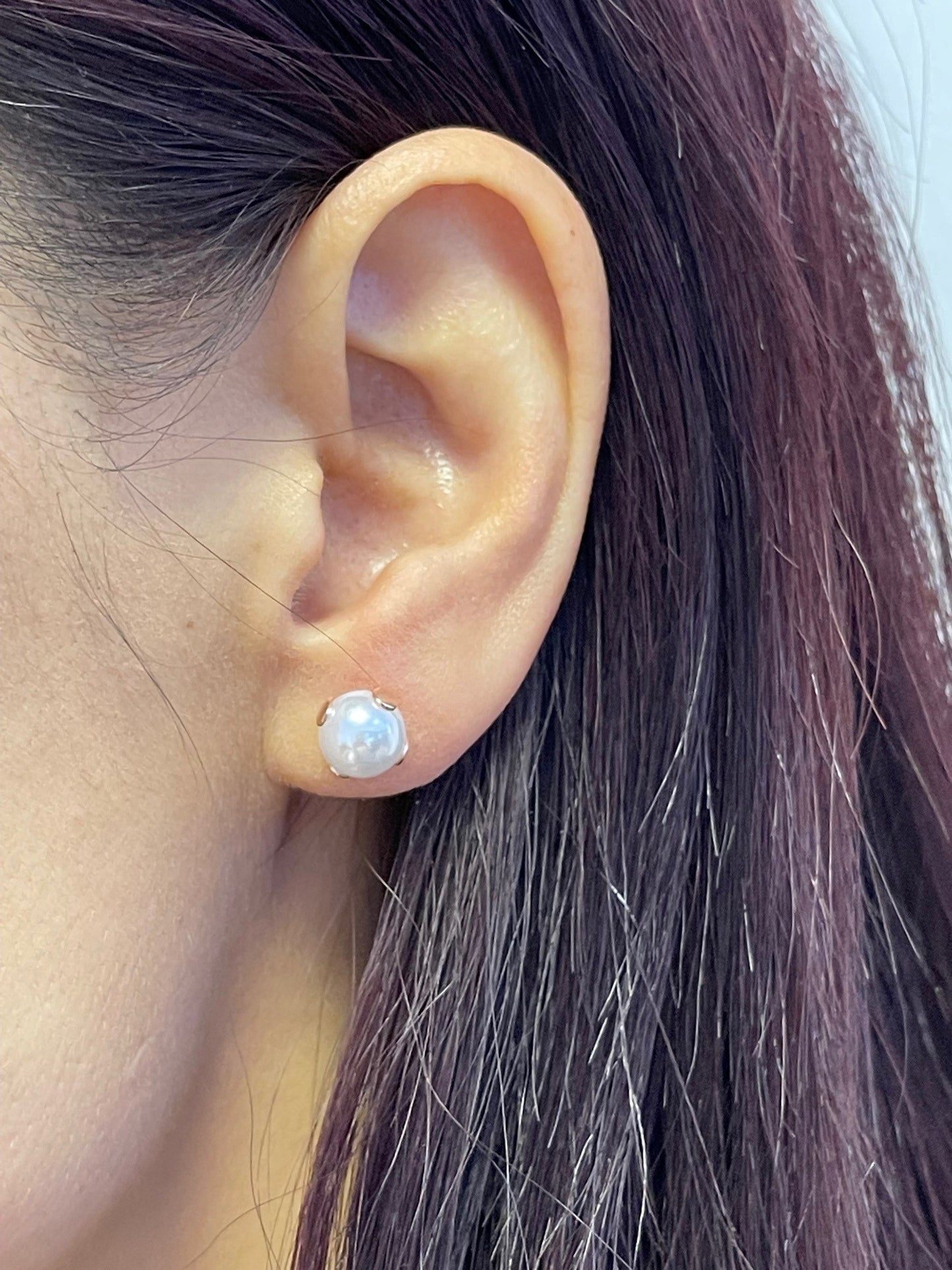Elegant Faux Pearl Stud Earrings Rosegold
