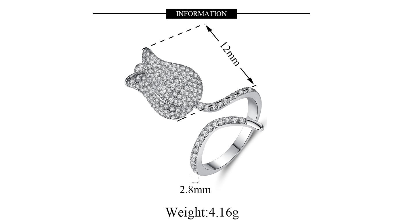 Sparkling Tulip Open Ring
