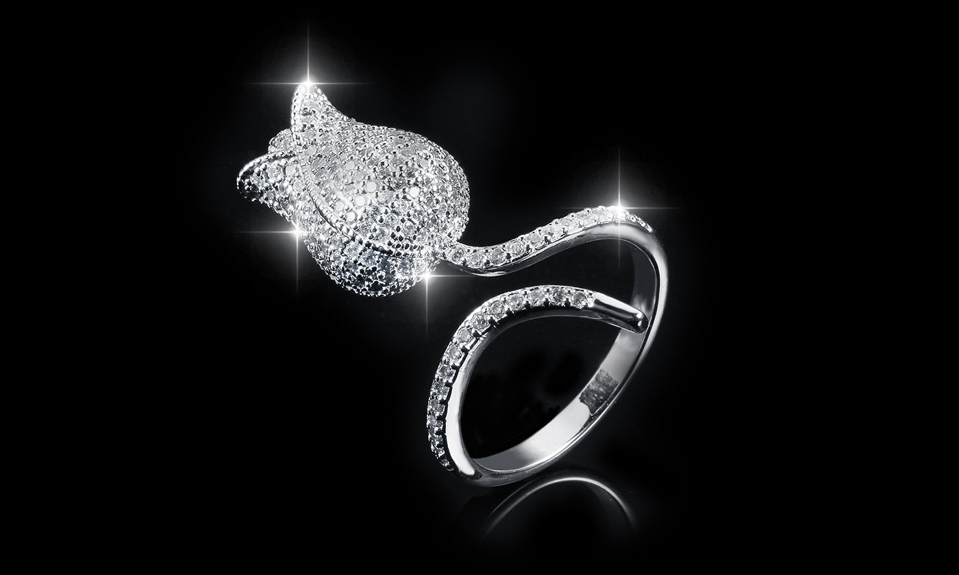 Sparkling Tulip Open Ring