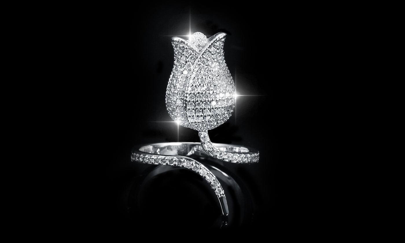 Sparkling Tulip Open Ring