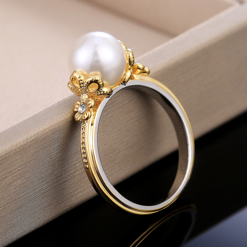 Golden Ring with White Pearl