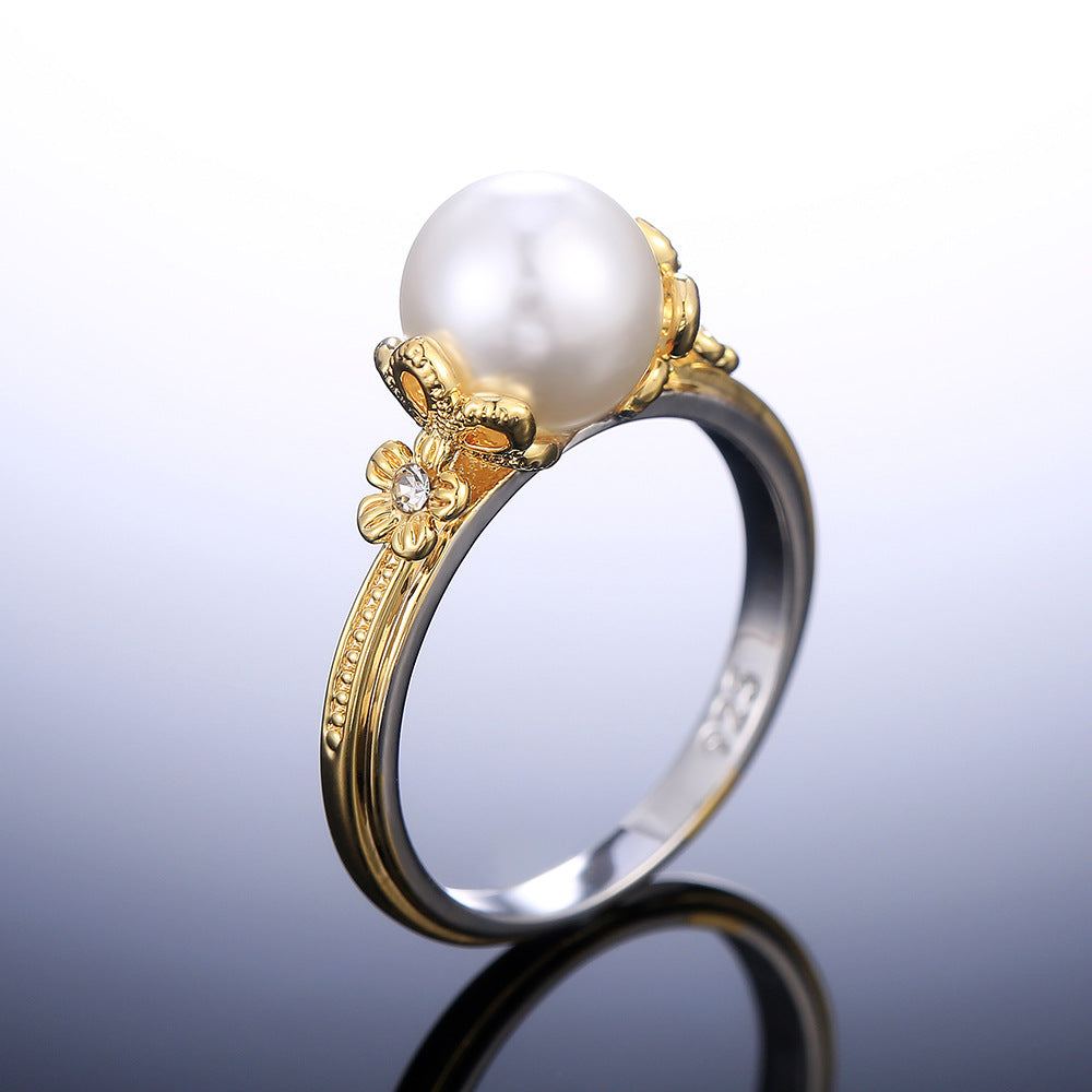 Golden Ring with White Pearl