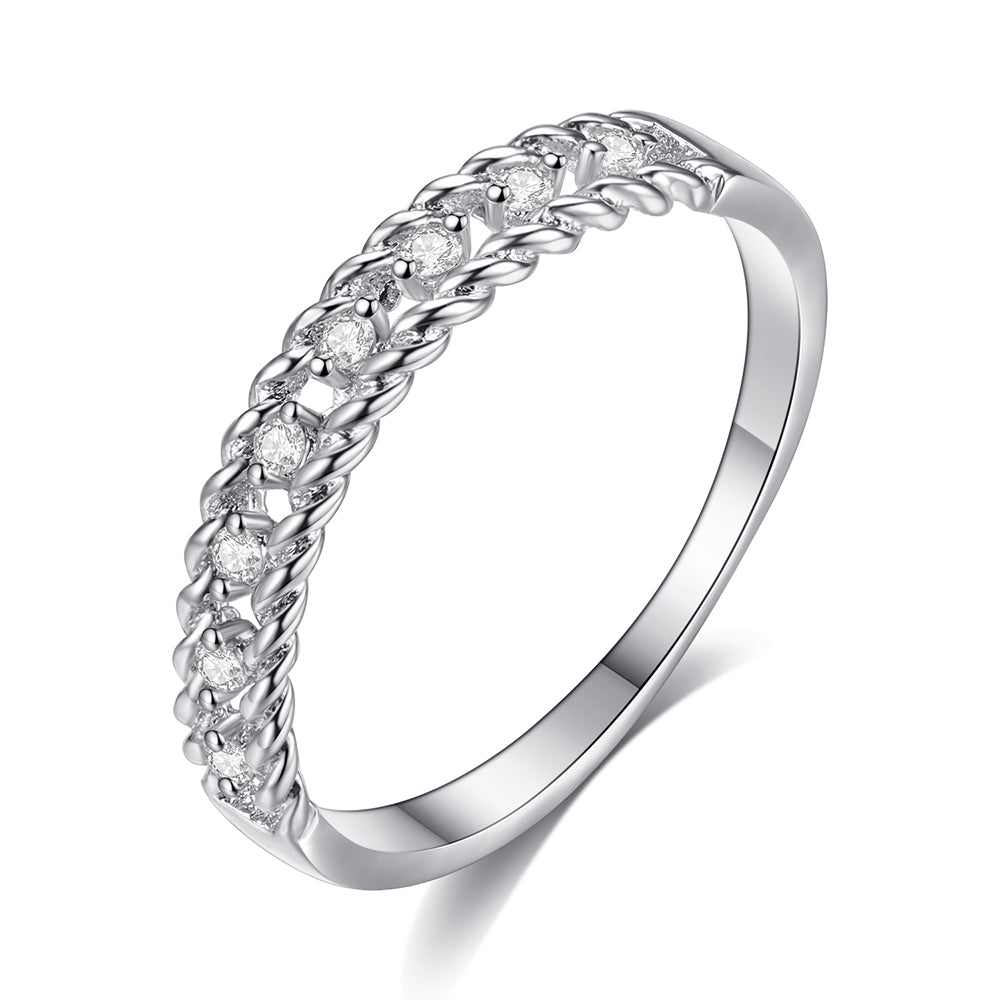 Twisted Band Crystal Ring