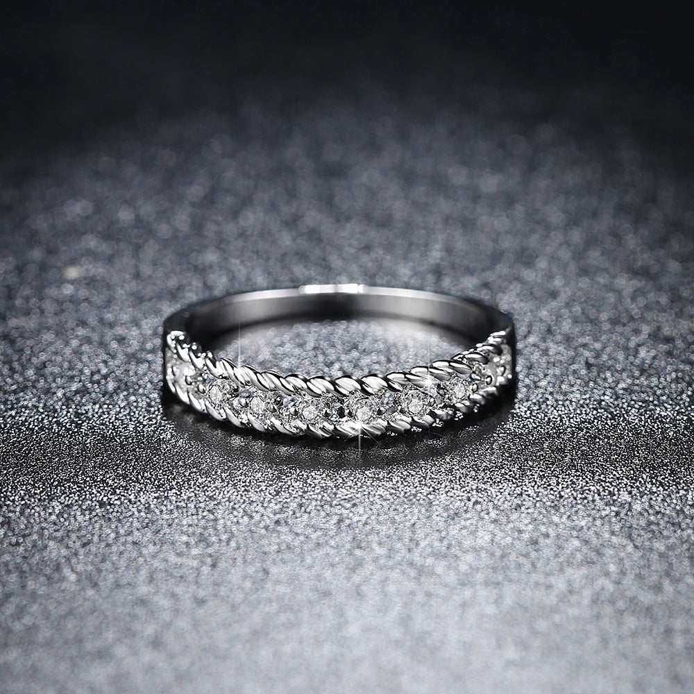 Twisted Band Crystal Ring