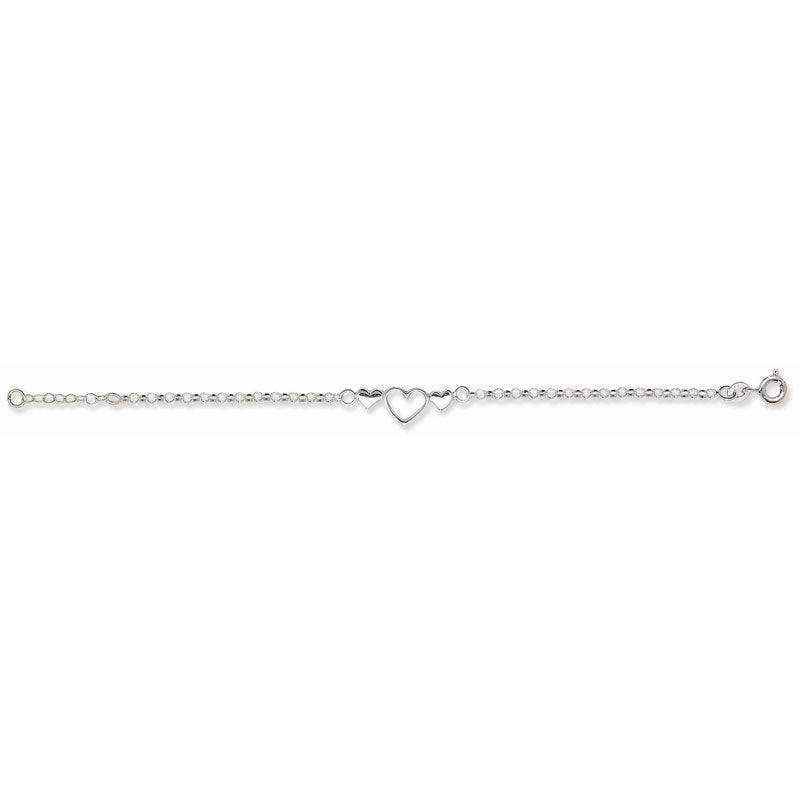 Sterling Silver Triple 16cm Heart Bracelet