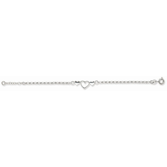 Sterling Silver Triple 16cm Heart Bracelet
