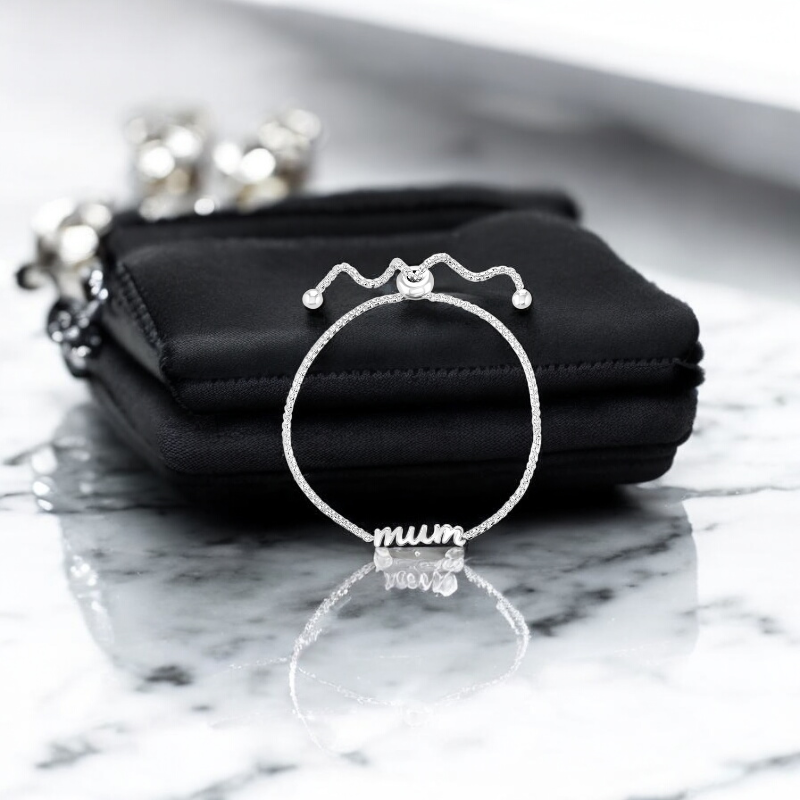 S925 Sterling Silver Mum Toggle Adjustable Bracelet with Message Card