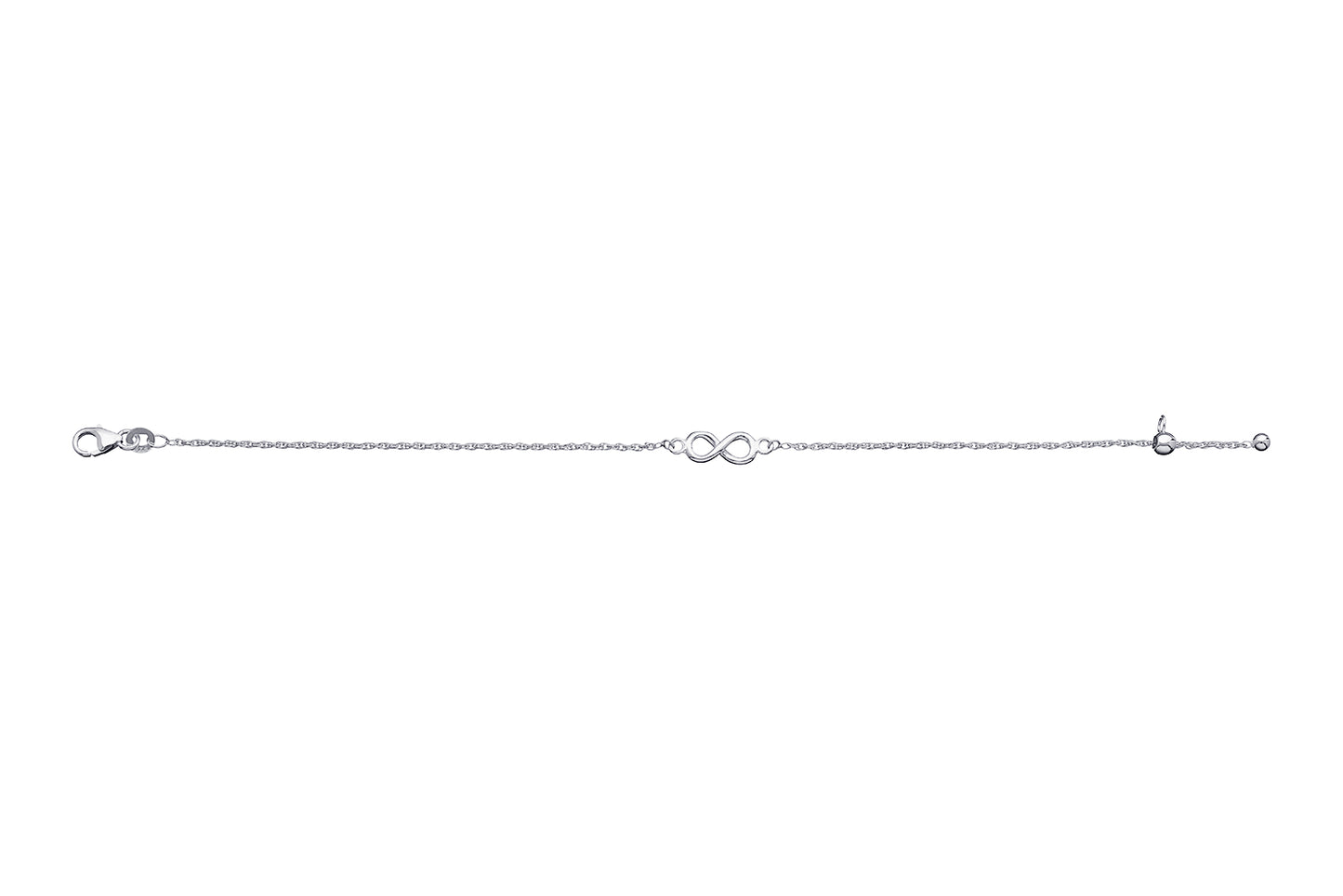 Sterling Silver 19cm Infinity Bracelet Adjustable