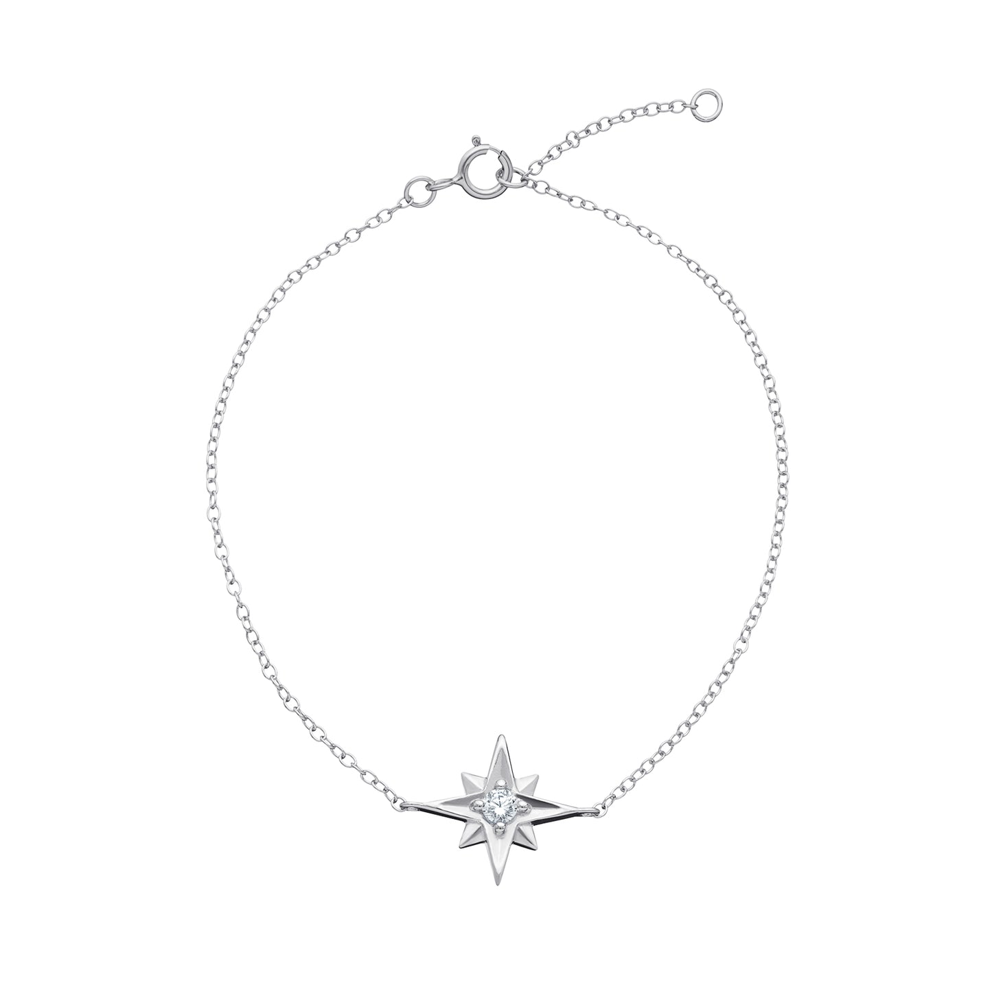 Sterling Silver Cubic Zirconia 19cm Star Bracelet