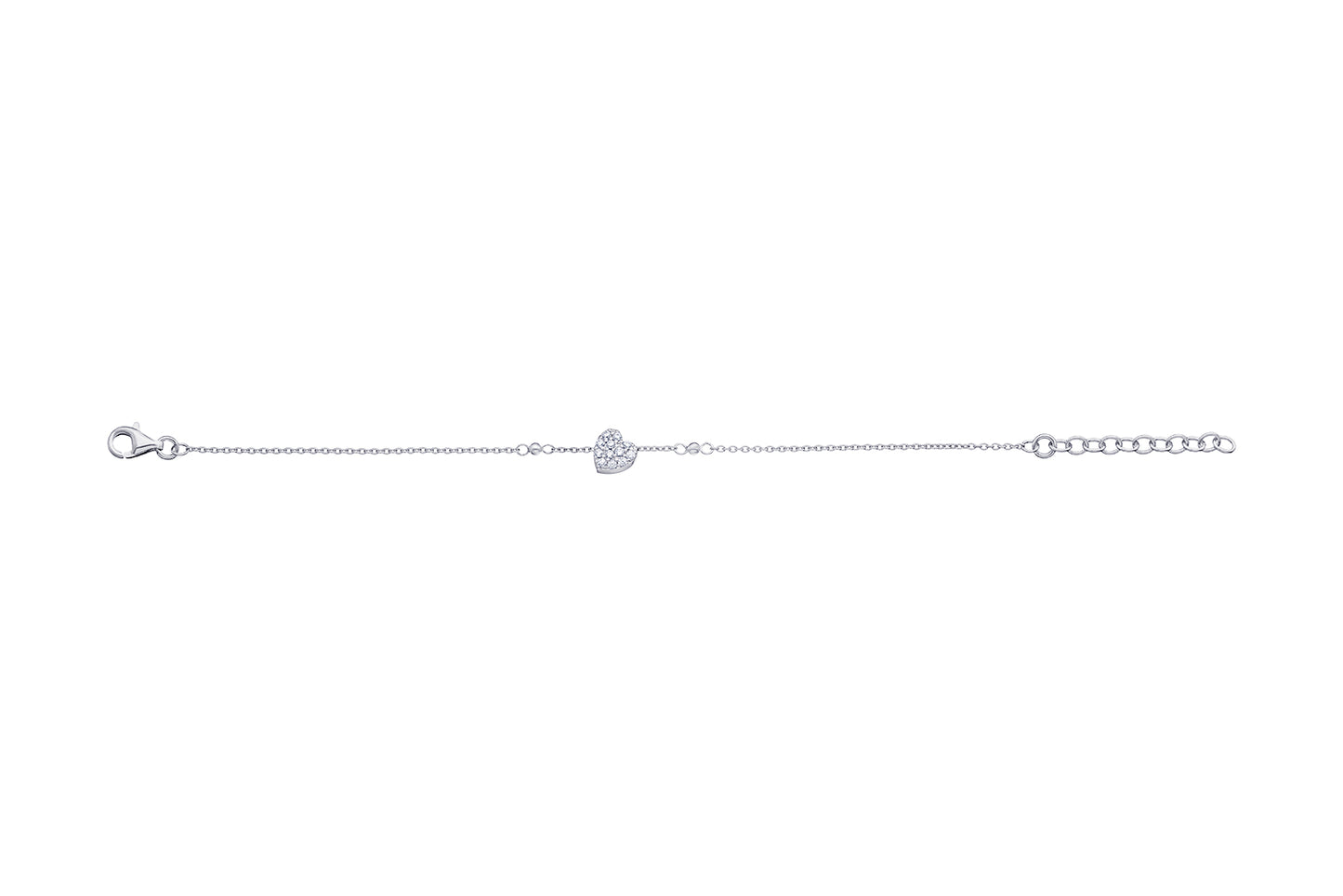 Sterling Silver Cubic Zirconia 7mm Heart Bracelet