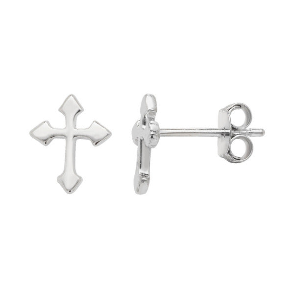 S925 Sterling Silver Faithful Cross Studs Earrings