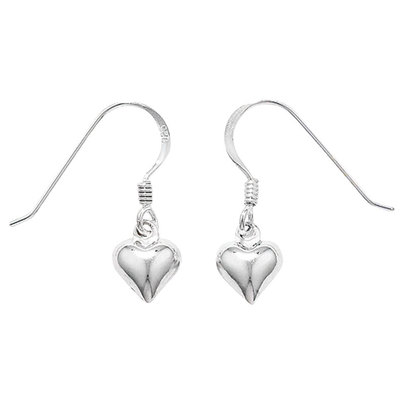 Sterling Silver Heart Hook Drop Earrings