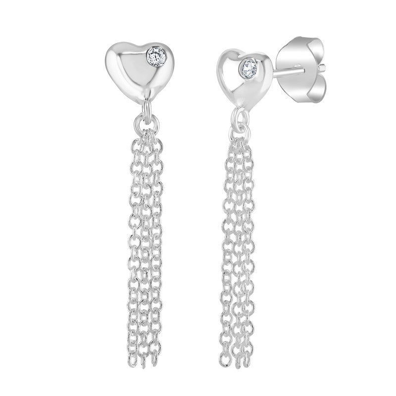 S925 Sterling Silver Heartfelt Tassel Earrings