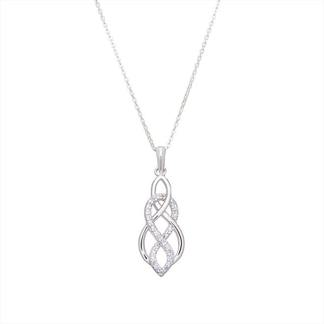 Sterling Silver C/Z Celtic Style Infinity Necklace