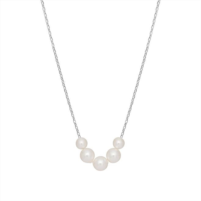 Sterling Silver Five Pearl Necklace