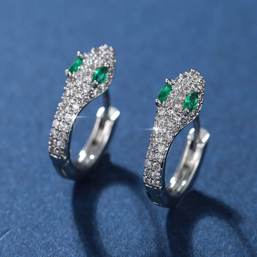 Sparkly Crystal Snake Huggies Earrings