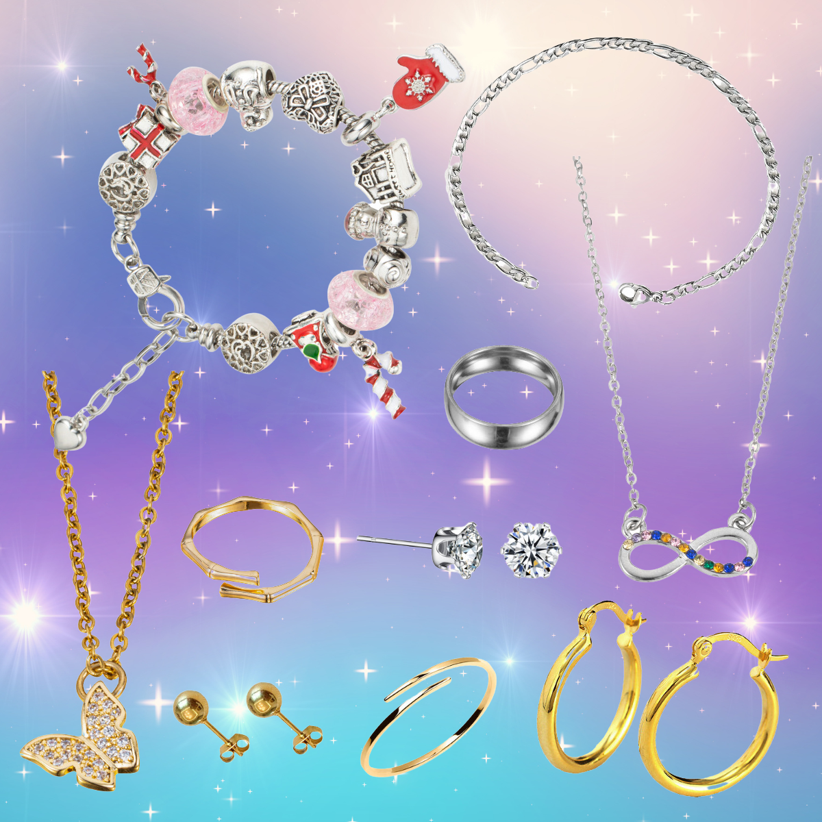 Christmas Gifts for Her – Jewellery Advent Calendar Countdown Necklace Earrings Bracelets and Rings Women
