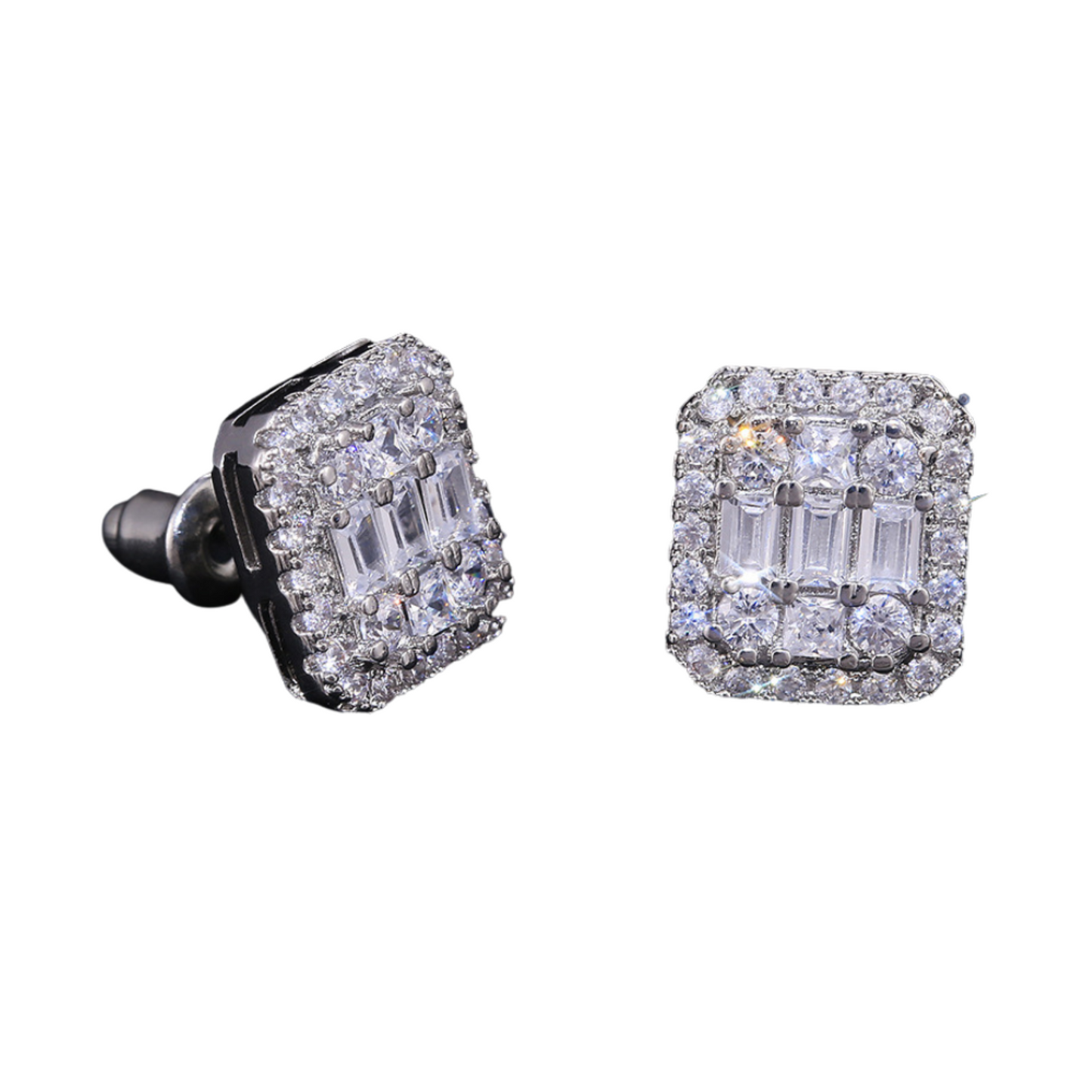 Crystal Filled Square Zircon Stud Earrings