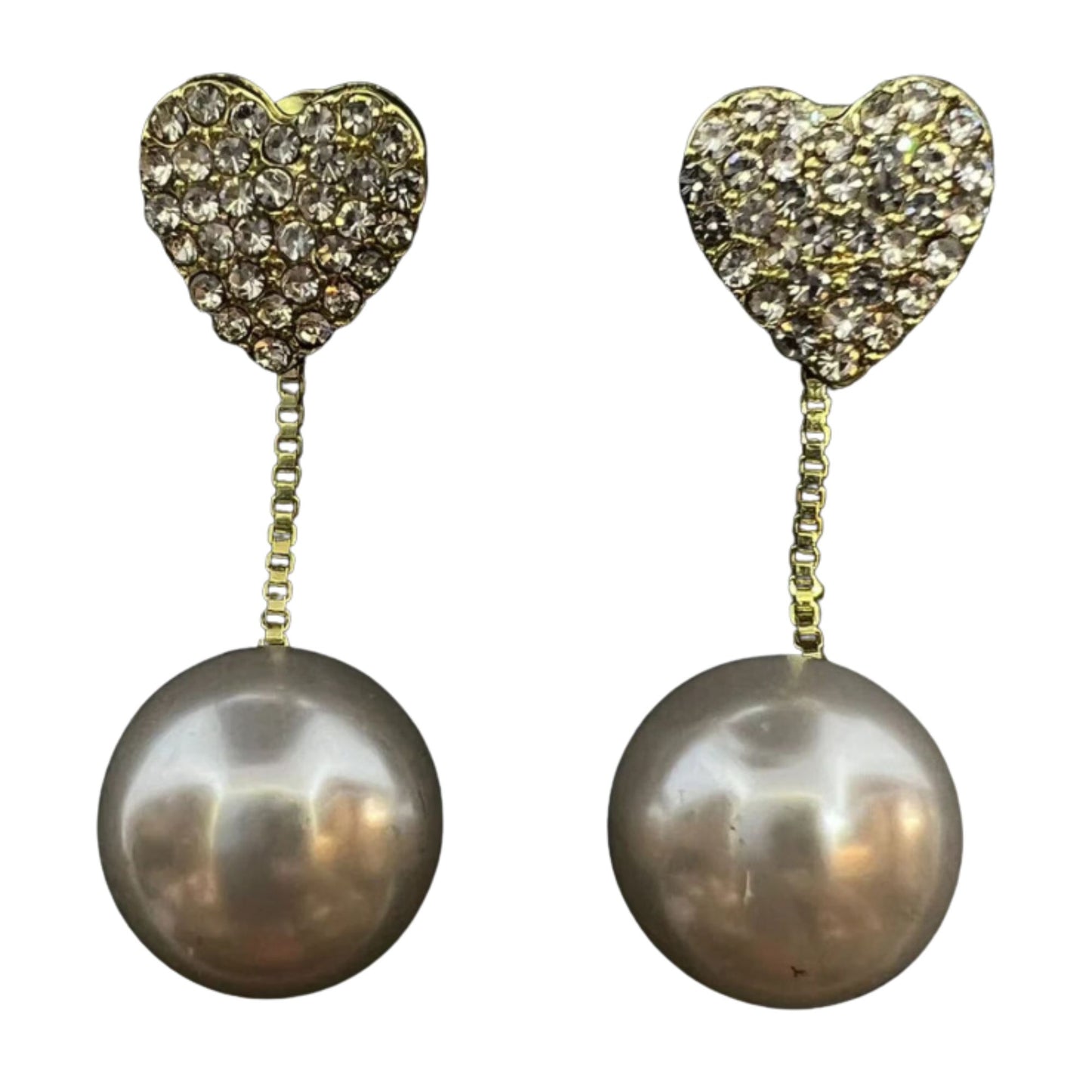 Beautiful Faux Peal Earrings with Crystal Heart