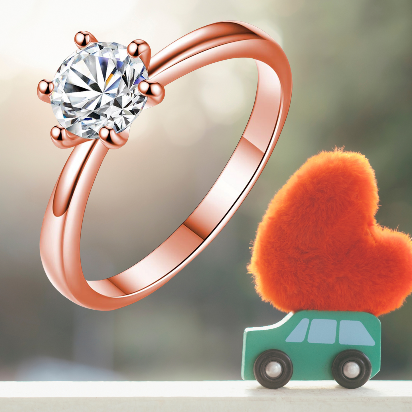 Rose Gold Ring with Clear Crystal