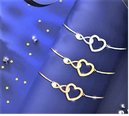 Exquisite Women Adjustable Infinity Heart Bracelets with Premium Crystal