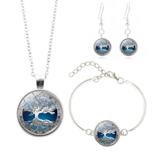Family Tree Necklace, Earrings and Bracelet Tri-Set