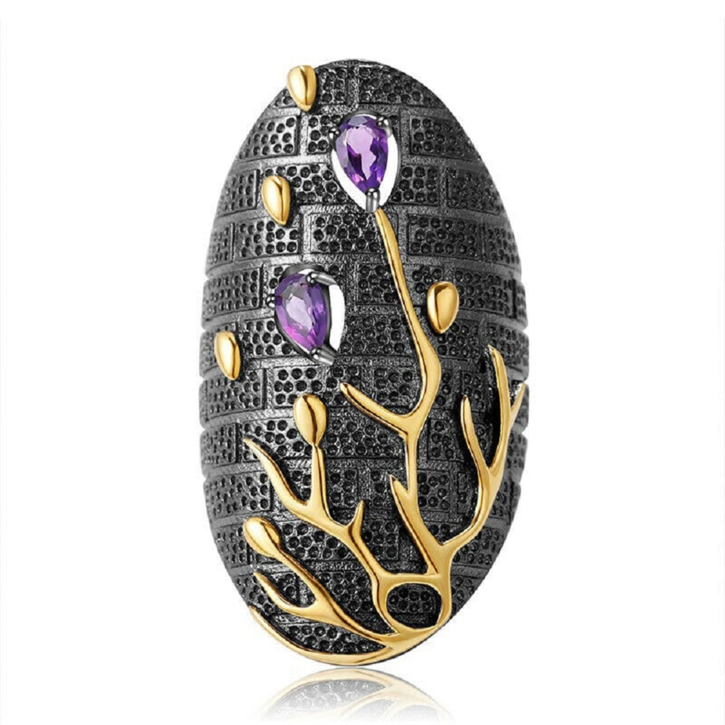 Tungsten Tree Purple Gemstone Gold Ring