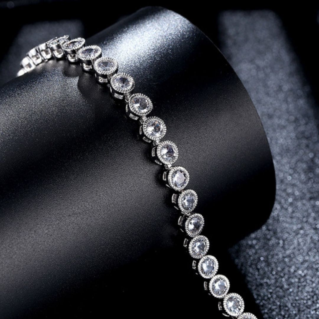 Silver Tone Cubic Zirconia Tennis Bracelet