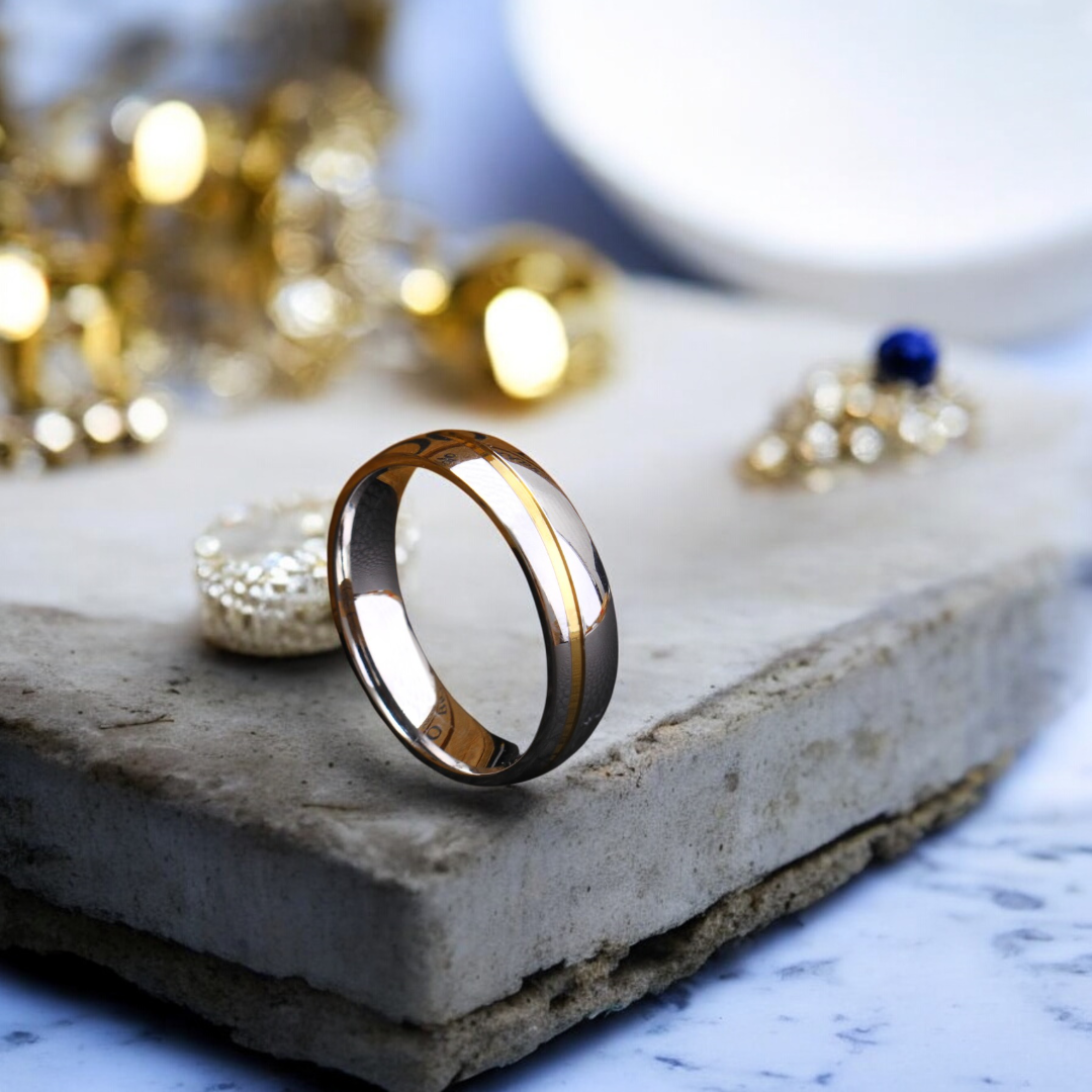 Men’s 24K Gold and Silver Plated Band Wedding Ring