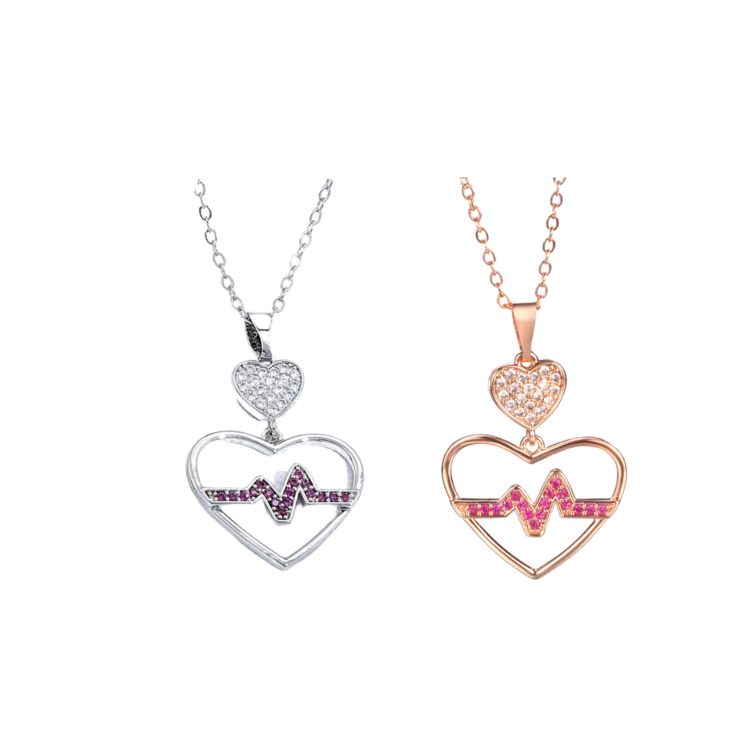Crystal Filled Heartbeat Pendant