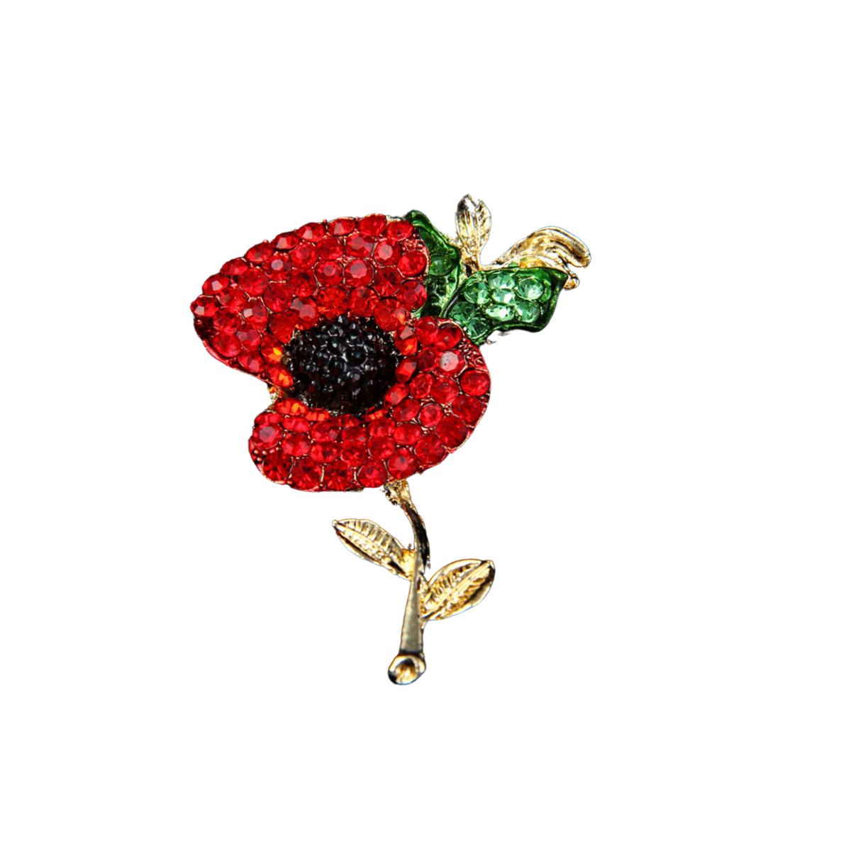 Sparkling Crystal Union Jack Poppy Brooch
