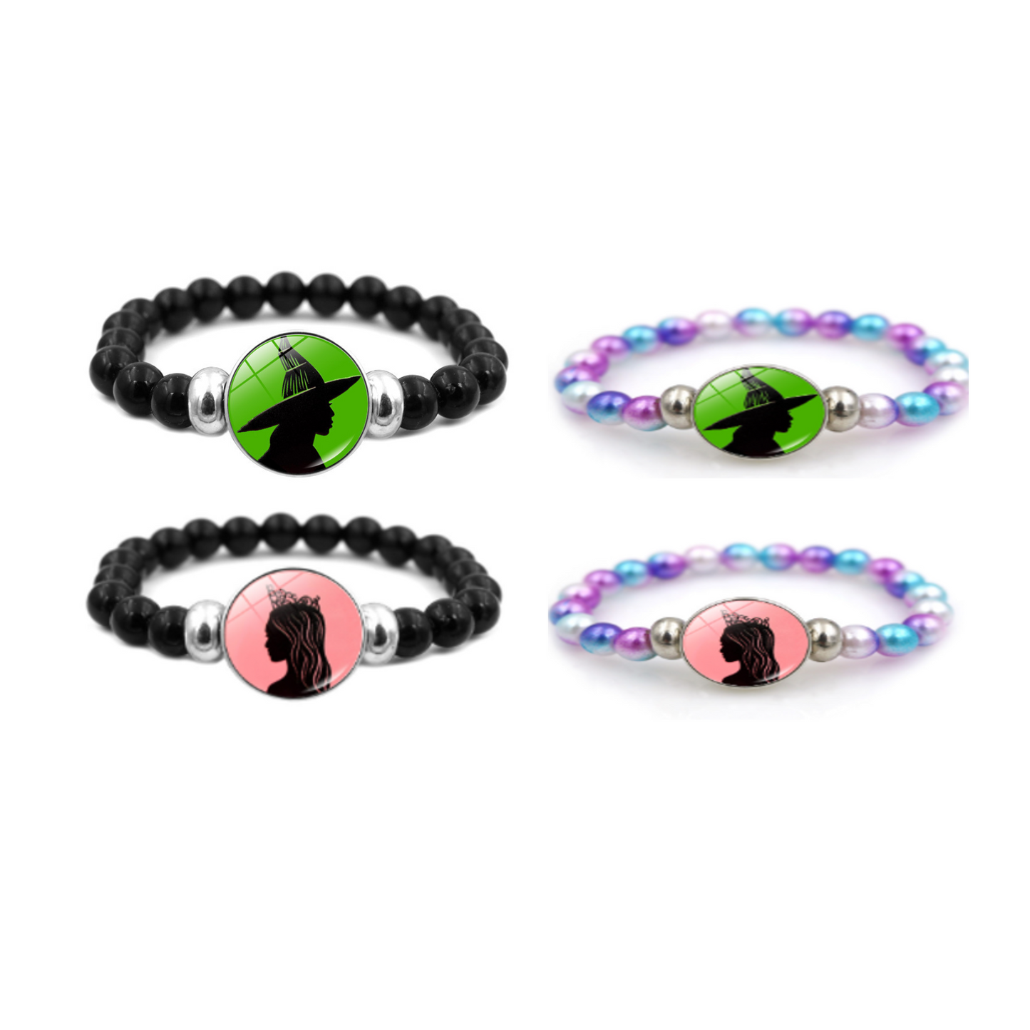 Wicked Witch Inspired Elphaba & Glinda Friendship Beaded Bracelets 2pcs
