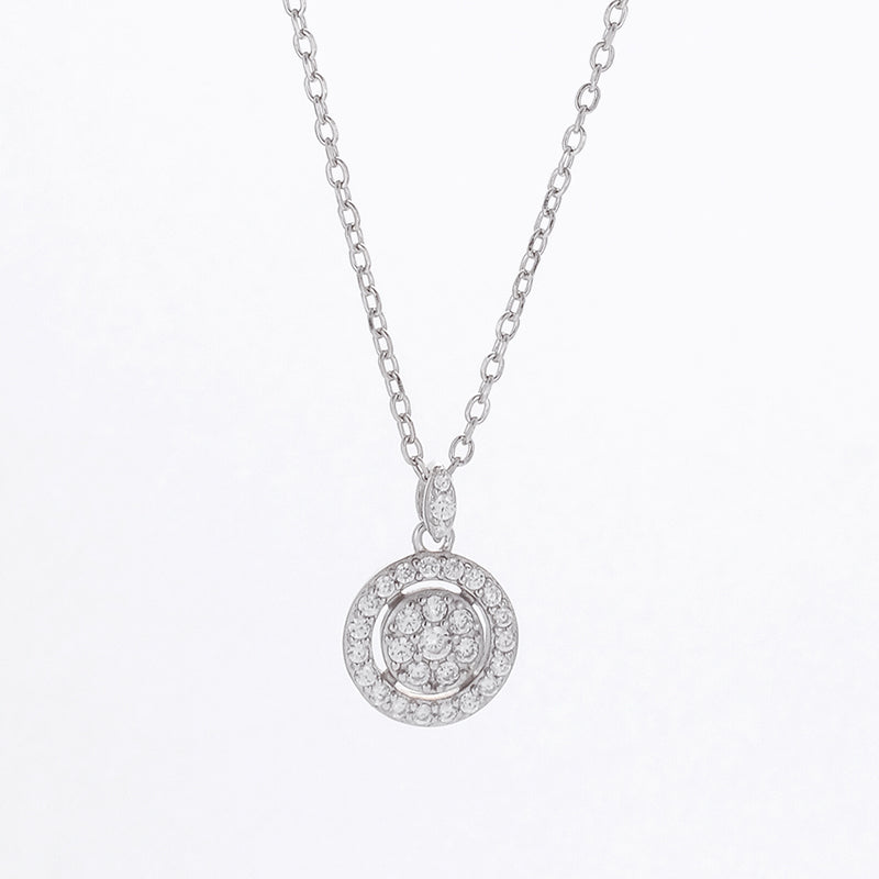 Sterling Silver Halo Sparkle C/Z Pendant Necklace S925 Hallmark