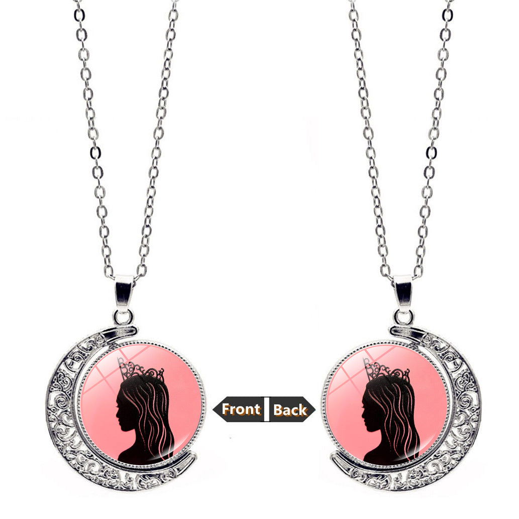 Wicked Witch Inspired Elphaba Glinda Friendship Stainless Steel Spinning Necklace