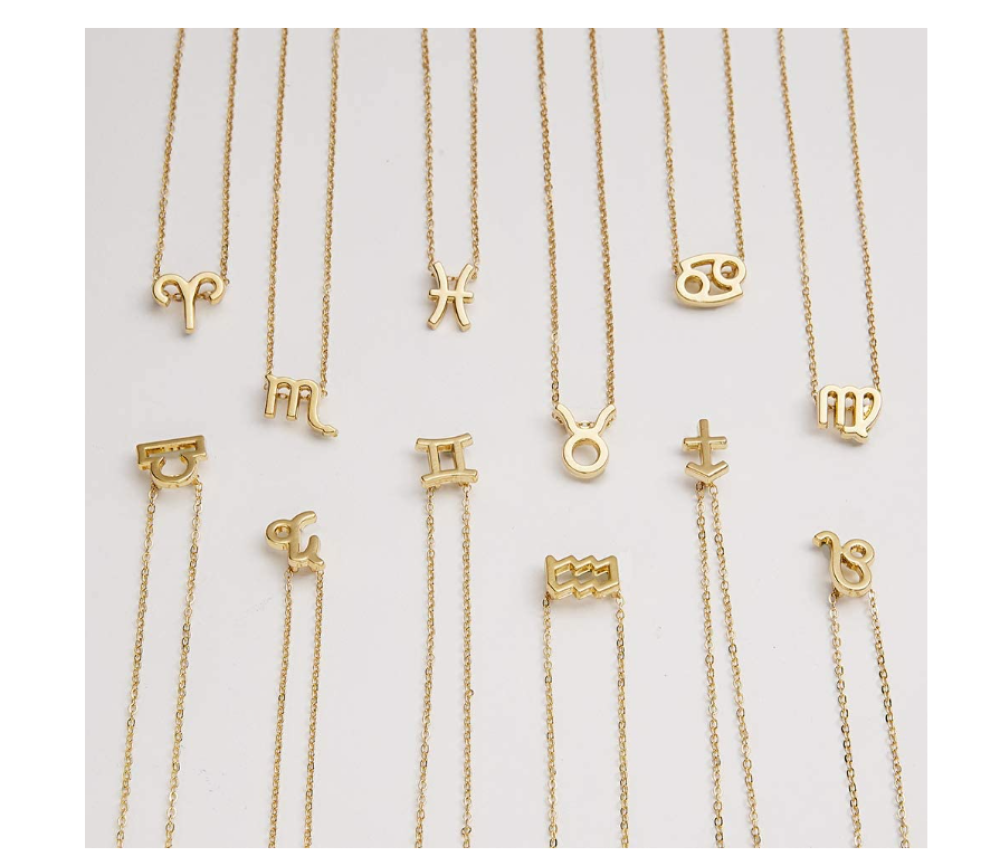 Gold Star Signs 12 Zodiac Constellations Symbol Pendant Chain Necklace
