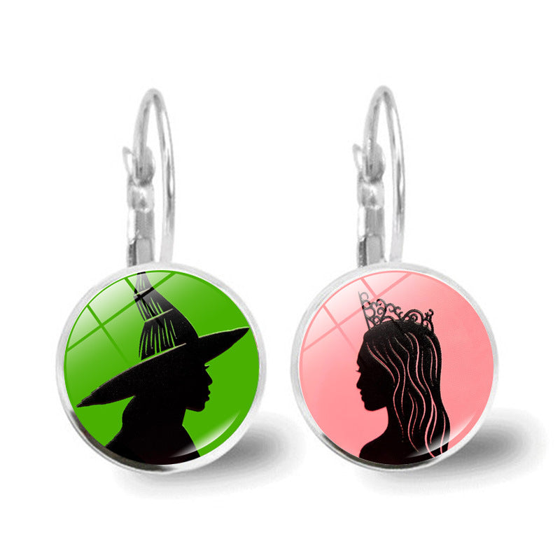 Wicked Witch Inspired Elphaba & Glinda Necklace, Earrings and Bracelet Tri Set 3pcs