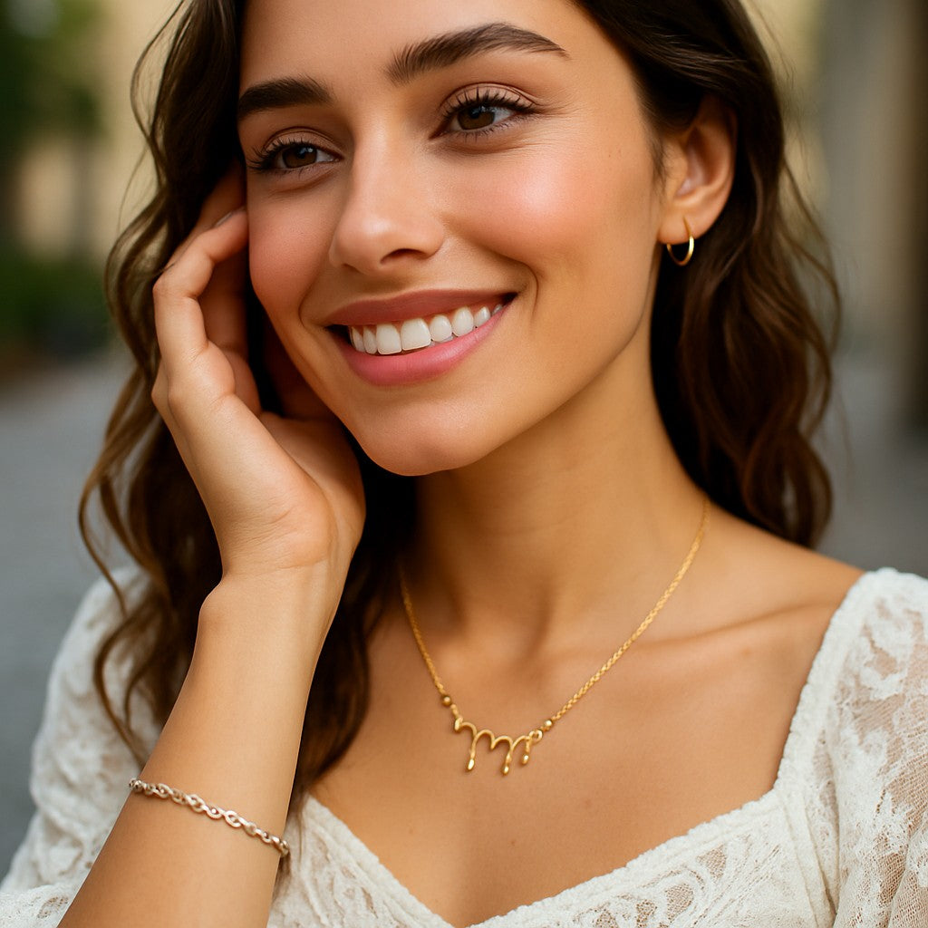 S925 Sterling Silver Molten Gold Drip Necklace