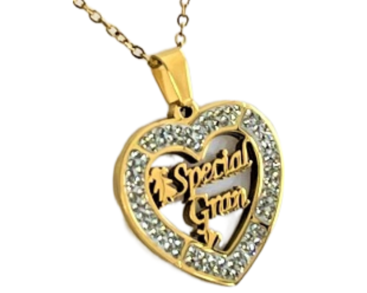 Stainless Steel Heart Shaped ‘Special Gran’ Pendant Necklace – Gold or Silver