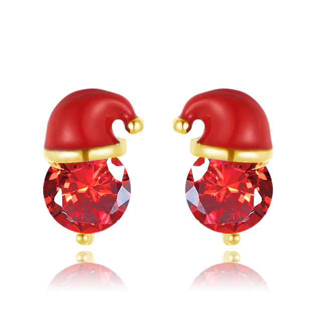 Santa Hat Christmas Crystal Stud Earrings