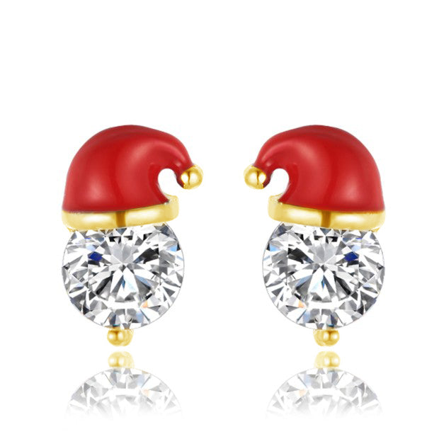 Santa Hat Christmas Crystal Stud Earrings