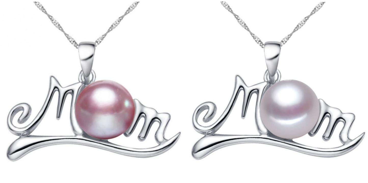 Silver Tone For Mum Pearl Pendant- White or Purple